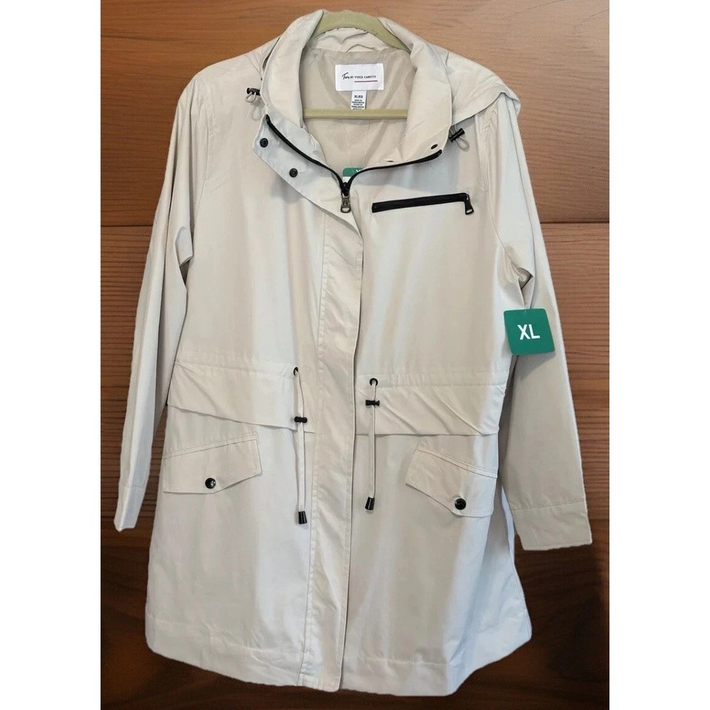 Vince Camuto Light Beige Hooded Anorak Jacket